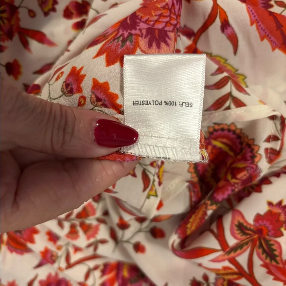 Rose & Olive Floral Blouse - White, Red & Orange - Picture 6 of 7
